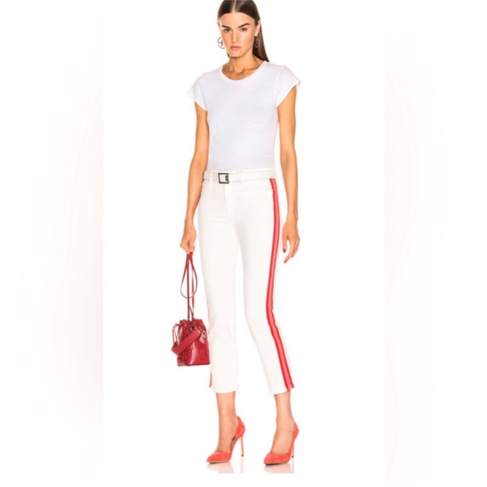 MOTHER Cream Mid Rise Dazzler Crop pants